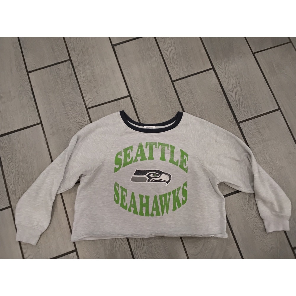 47 Brand Seattle Seahawks Womens Cropped Sweatshirt Gray Heather Medium NFL